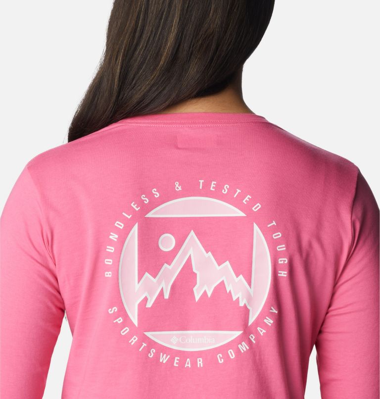 North Cascades Long Sleeve Cropped Tee | 656 | XS, Color: Wild Geranium, Boundless Graphic, image 5