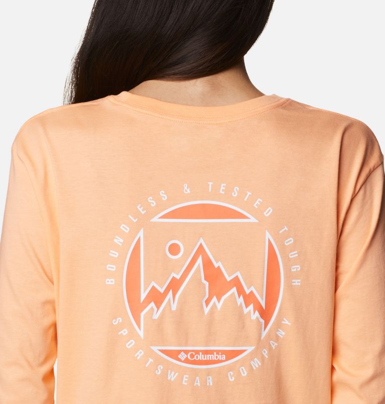 Women’s North Cascades Graphic Cropped Long Sleeve T-Shirt, Color: Peach, Boundless Graphic, image 5
