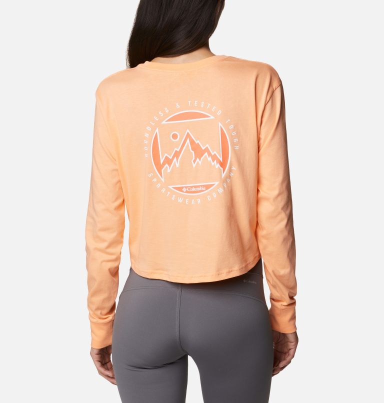 North Cascades Long Sleeve Cropped Tee | 812 | L, Color: Peach, Boundless Graphic, image 2
