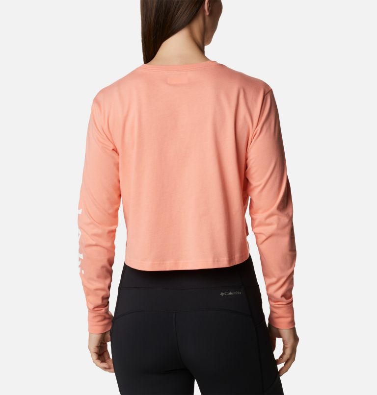 North Cascades Long Sleeve Cropped Tee | 879 | L, Color: Coral Reef, White, image 2