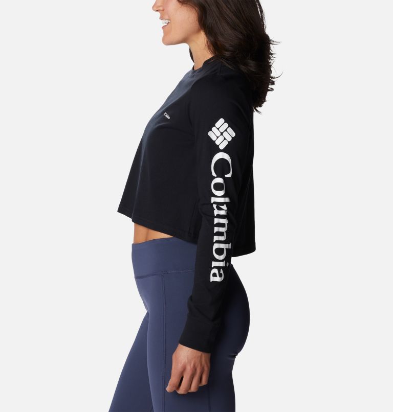 Thumbnail: Women's North Cascades Long Sleeve Cropped T-Shirt, Color: Black, White, image 3