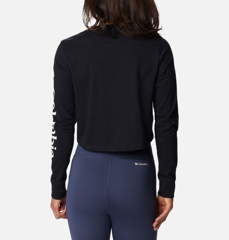 Women's North Cascades Long Sleeve Cropped T-Shirt, Color: Black, White, image 2