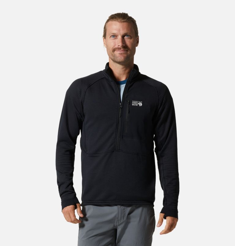 Thumbnail: Men's Polartec® Power Grid Half Zip Jacket, Color: Black, image 1