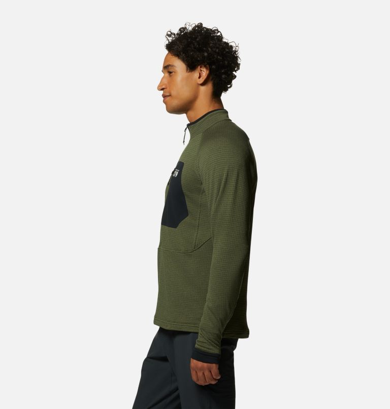 Men's Polartec® Power Grid Half Zip Jacket, Color: Surplus Green Heather, image 3