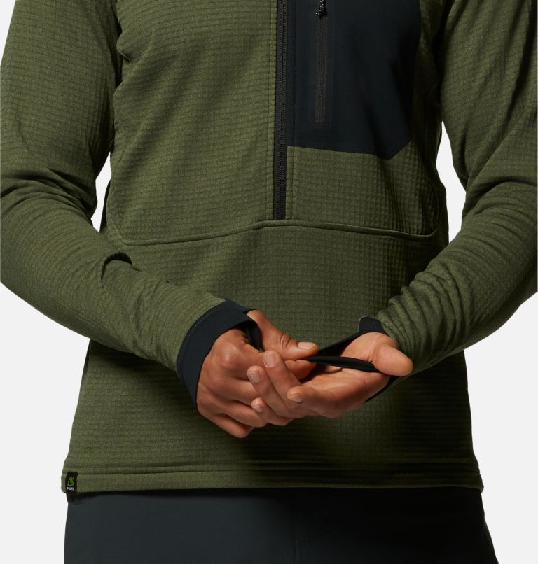 Thumbnail: Men's Polartec® Power Grid Half Zip Jacket, Color: Surplus Green Heather, image 5