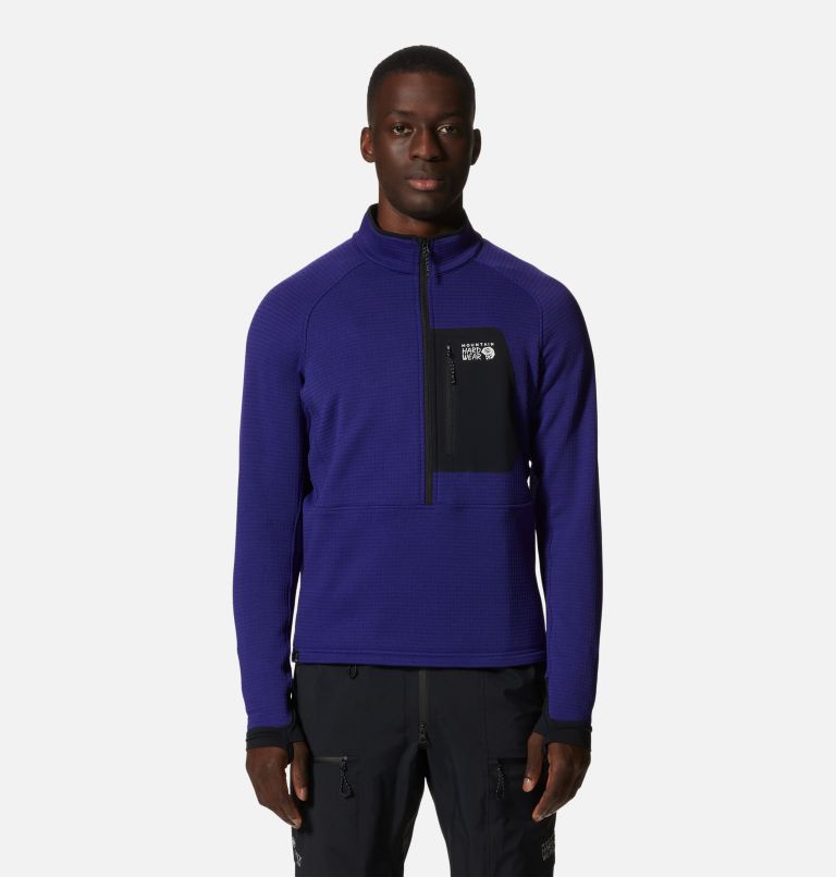 Manteau à demi-fermeture éclair Polartec® Power Grid Homme, Color: Klein Blue Heather, image 1