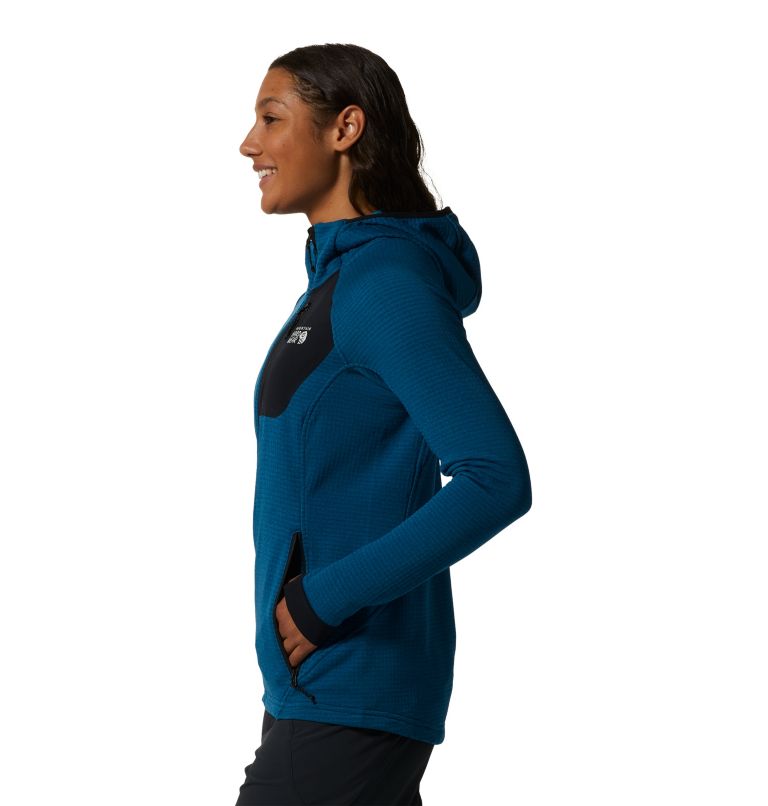 Women's Polartec® Power Grid Full Zip Hoody, Color: Vinson Blue Heather, image 3