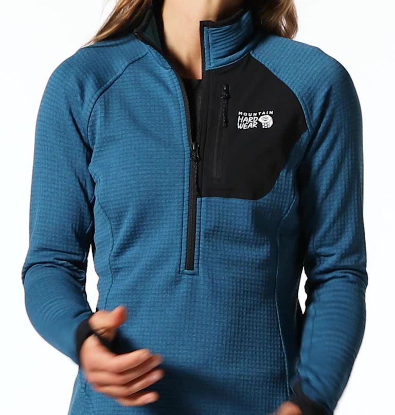 Women's Polartec® Power Grid Half Zip Jacket, Color: Vinson Blue Heather