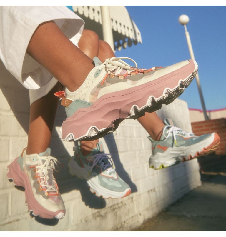 Women's Kinetic Breakthru Tech Lace Sneaker, Color: Chalk, Eraser Pink