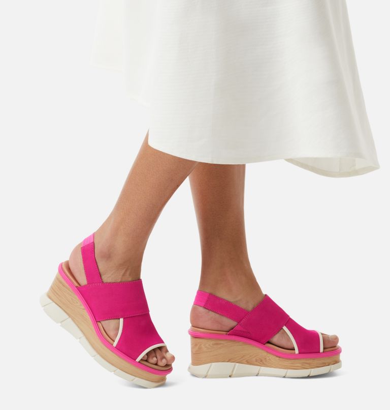 Women's Joanie III Slingback Wedge Sandal, Color: Fuchsia Fizz, Chalk, image 7