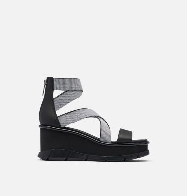 Flat wedge sandals on sale black