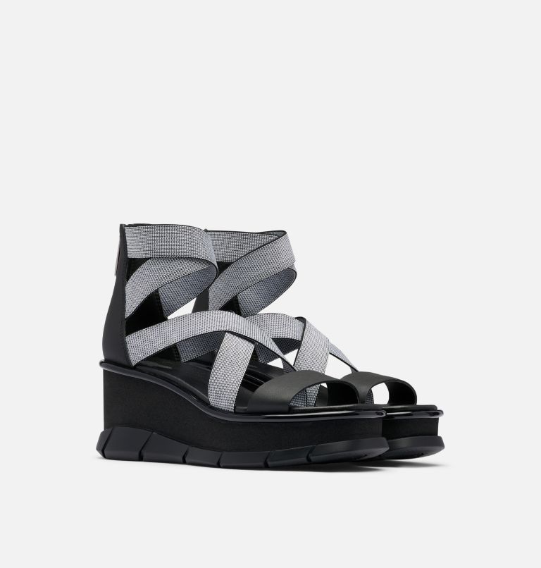 Sorel black store wedge sandals