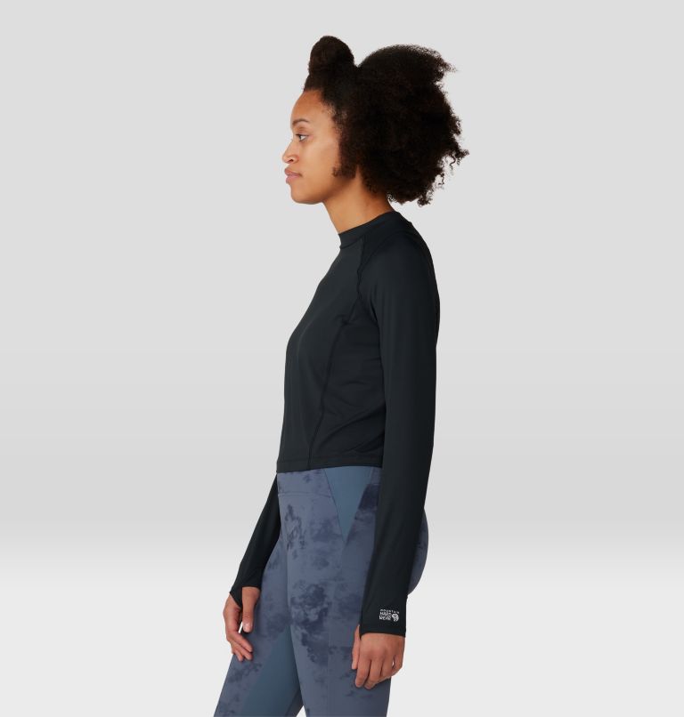 Women's Crater Lake Long Sleeve Crop, Color: Black, image 3