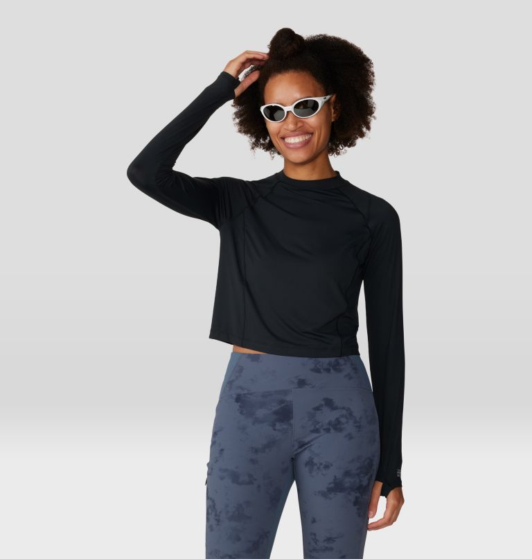 Women's Crater Lake Long Sleeve Crop, Color: Black, image 7