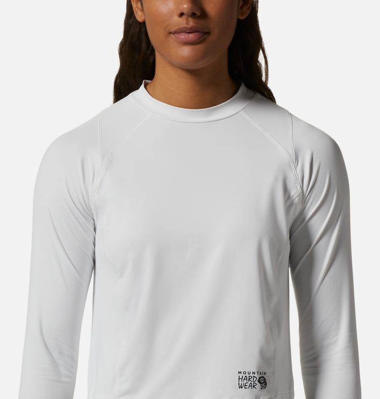 Women's Crater Lake Long Sleeve Crop, Color: Fogbank, image 4