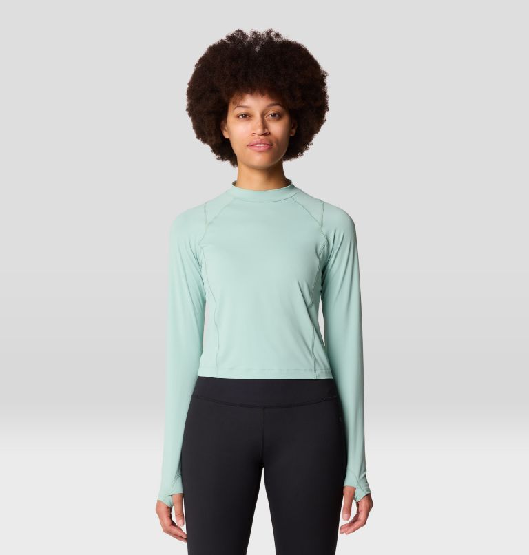 Women's Crater Lake Long Sleeve Crop, Color: Mineral Spring, image 1