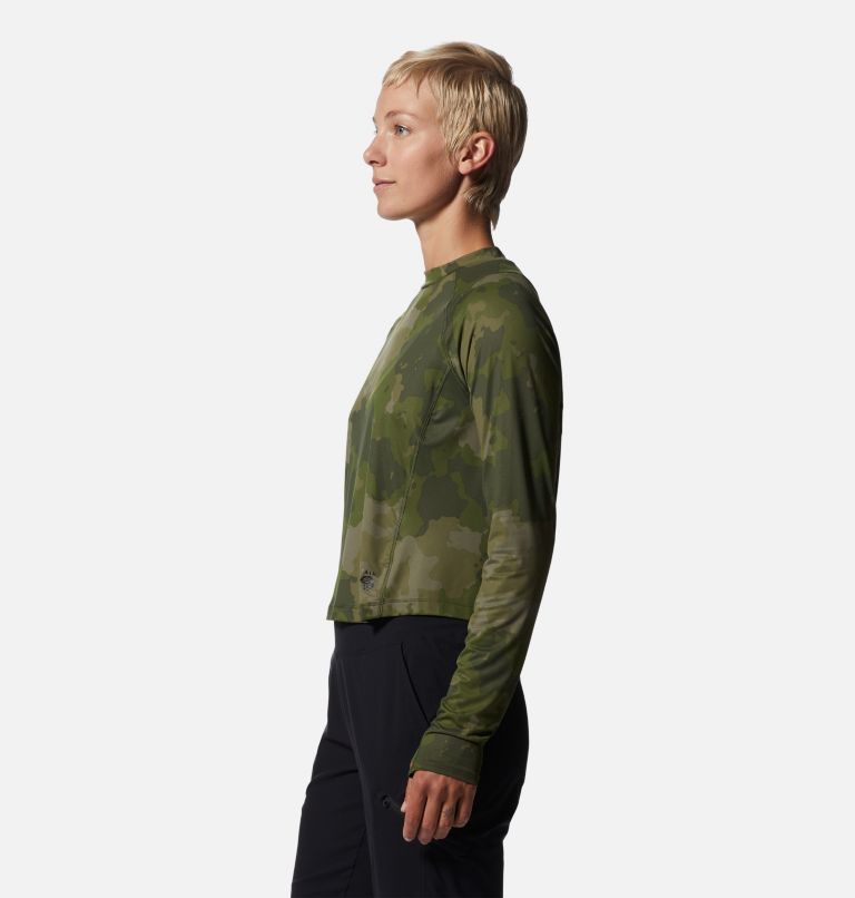 Thumbnail: Crater Lake Long Sleeve Crop | 348 | L, Color: Surplus Green Pines Camo, image 3