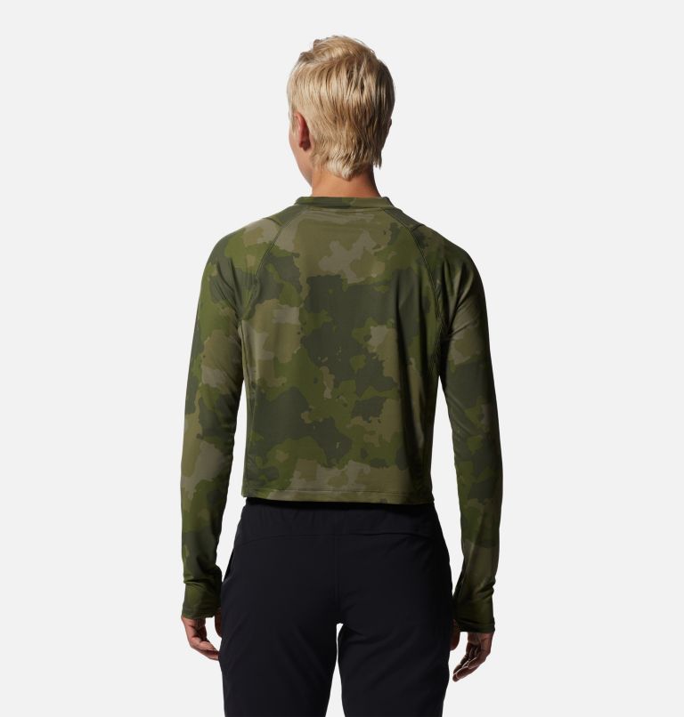 Thumbnail: Crater Lake Long Sleeve Crop | 348 | S, Color: Surplus Green Pines Camo, image 2