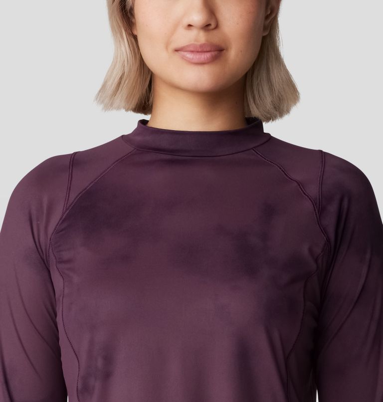 Women's Crater Lake Long Sleeve Crop, Color: Blackberry Clouds Print, image 4