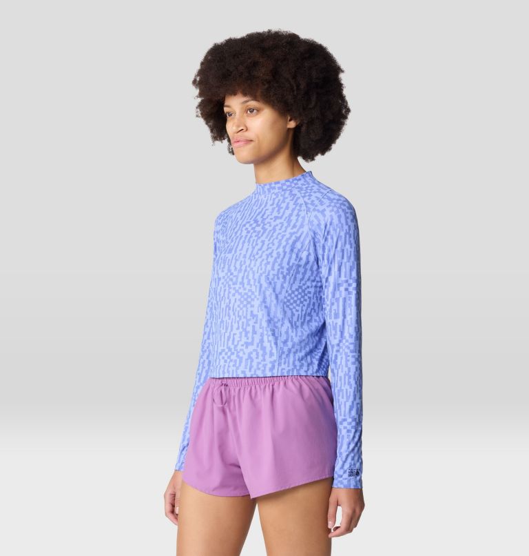 Women's Crater Lake Long Sleeve Crop, Color: Light Illusion Digidaze Print, image 3