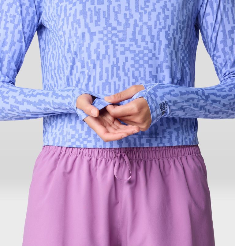 Women's Crater Lake Long Sleeve Crop, Color: Light Illusion Digidaze Print, image 5