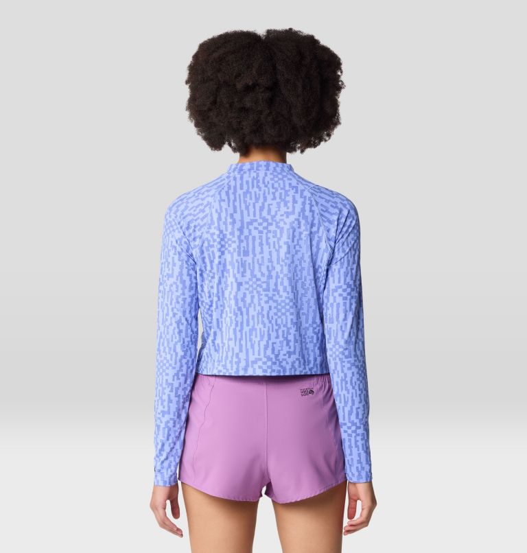 Women's Crater Lake Long Sleeve Crop, Color: Light Illusion Digidaze Print, image 2