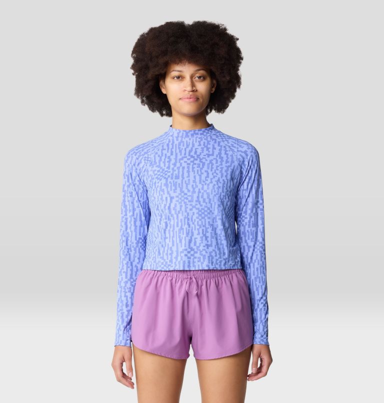 Women's Crater Lake Long Sleeve Crop, Color: Light Illusion Digidaze Print, image 1