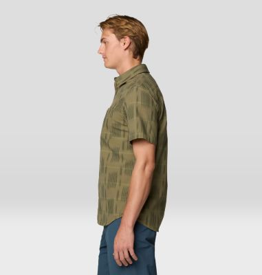Men's Grove Hide Out Short Sleeve Shirt, Color: Mission Olive Ikat Jacquard, image 3