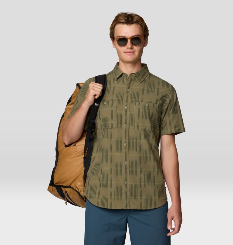 Men's Grove Hide Out Short Sleeve Shirt, Color: Mission Olive Ikat Jacquard, image 5