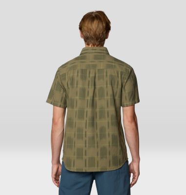 Men's Grove Hide Out Short Sleeve Shirt, Color: Mission Olive Ikat Jacquard, image 2