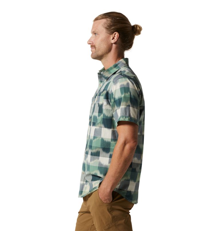 Men's Grove Hide Out Short Sleeve Shirt, Color: Black Spruce IKAT 3 YD Plaid, image 3