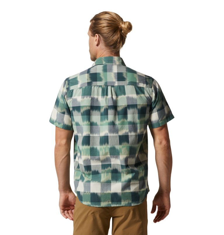 Thumbnail: Men's Grove Hide Out Short Sleeve Shirt, Color: Black Spruce IKAT 3 YD Plaid, image 2