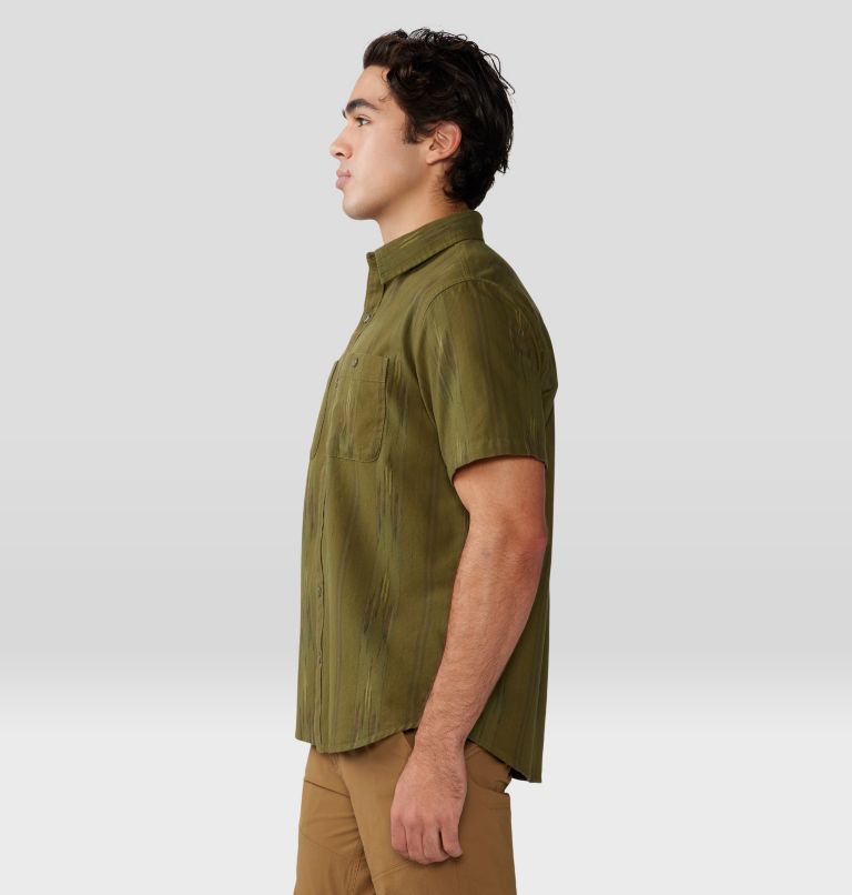 Thumbnail: Men's Grove Hide Out Short Sleeve Shirt, Color: Combat Green Ikat, image 3