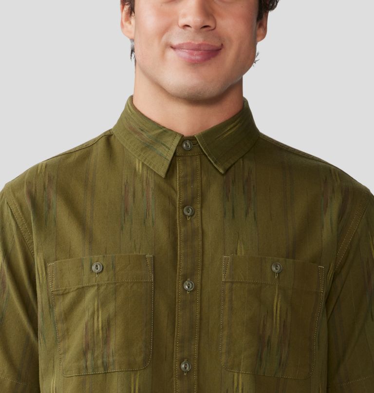 Men's Grove Hide Out Short Sleeve Shirt, Color: Combat Green Ikat, image 4