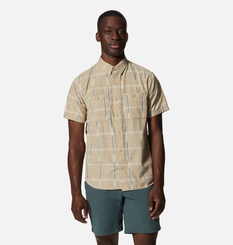 Men's Grove Hide Out Short Sleeve Shirt, Color: Badlands Windowpane Ikat, image 1