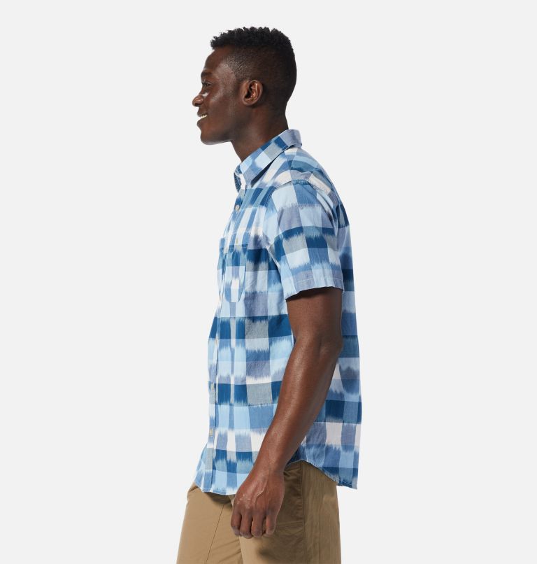 Men's Grove Hide Out Short Sleeve Shirt, Color: Hardwear Navy IKAT 3 YD Plaid