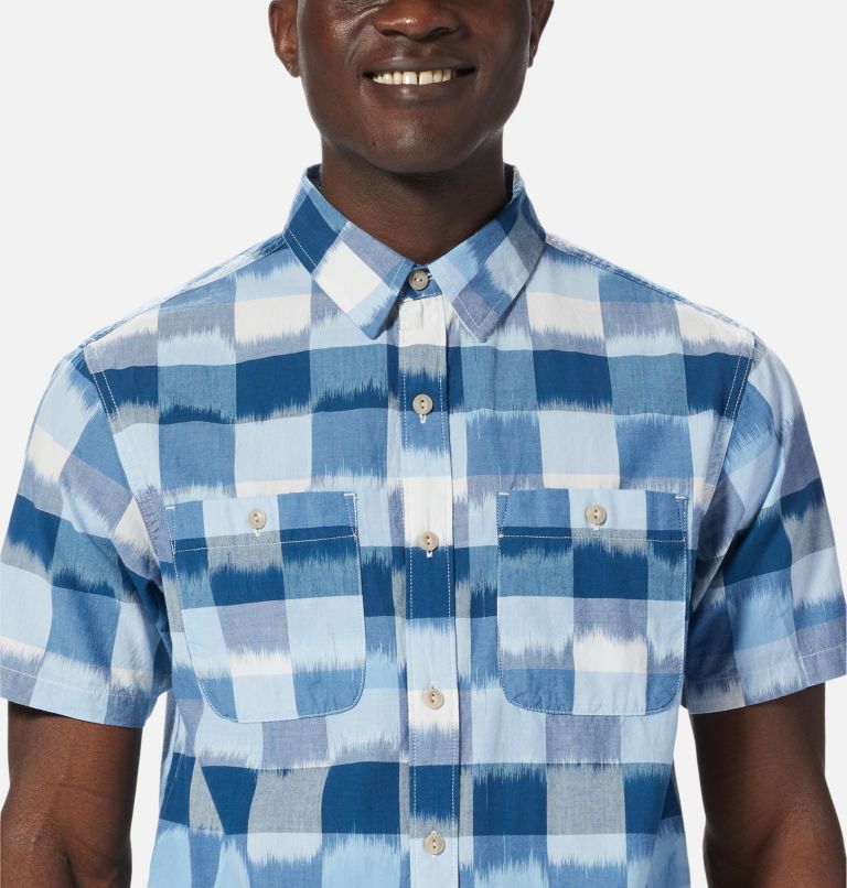 Thumbnail: Men's Grove Hide Out Short Sleeve Shirt, Color: Hardwear Navy IKAT 3 YD Plaid, image 4