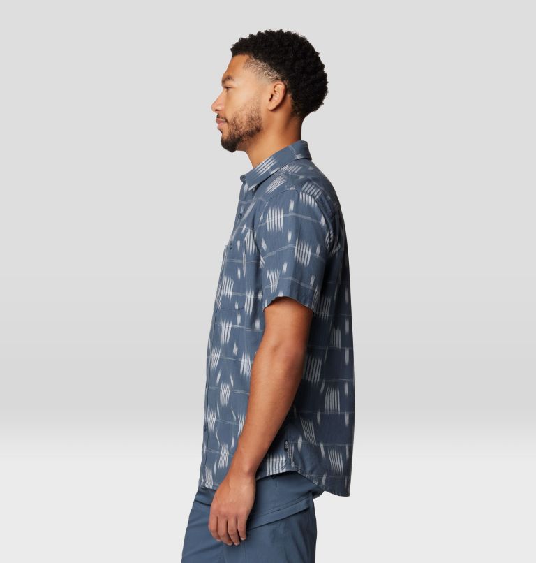 Men's Grove Hide Out Short Sleeve Shirt, Color: Moon Blue Ikat Jacquard, image 3