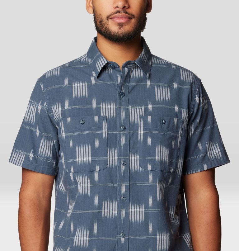 Men's Grove Hide Out Short Sleeve Shirt, Color: Moon Blue Ikat Jacquard, image 4