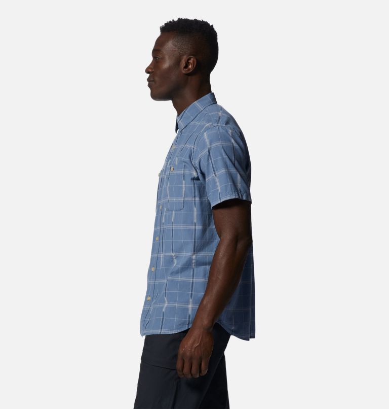Thumbnail: Men's Grove Hide Out Short Sleeve Shirt, Color: Light Zinc Windowpane Ikat, image 3