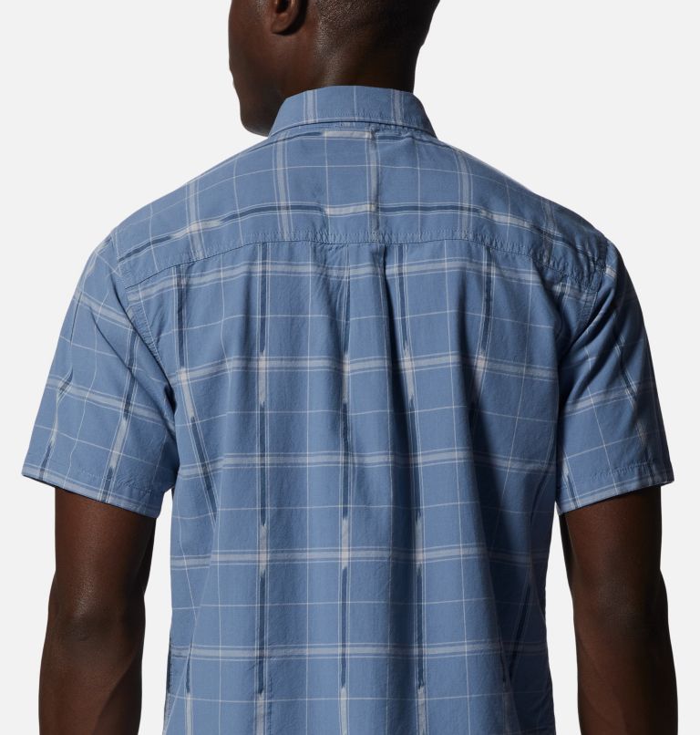 Men's Grove Hide Out Short Sleeve Shirt, Color: Light Zinc Windowpane Ikat, image 5