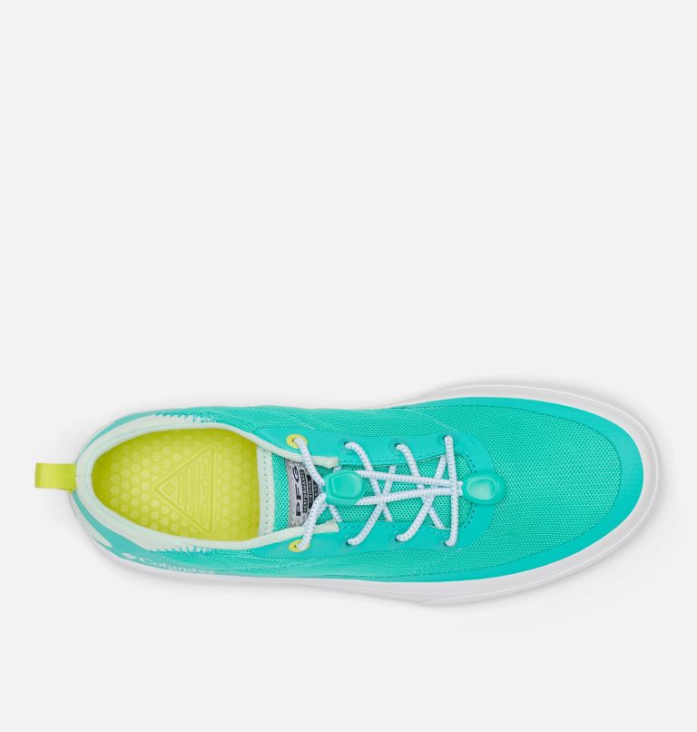 Women's PFG Bonehead Shoe, Color: Electric Turquoise, White, image 3