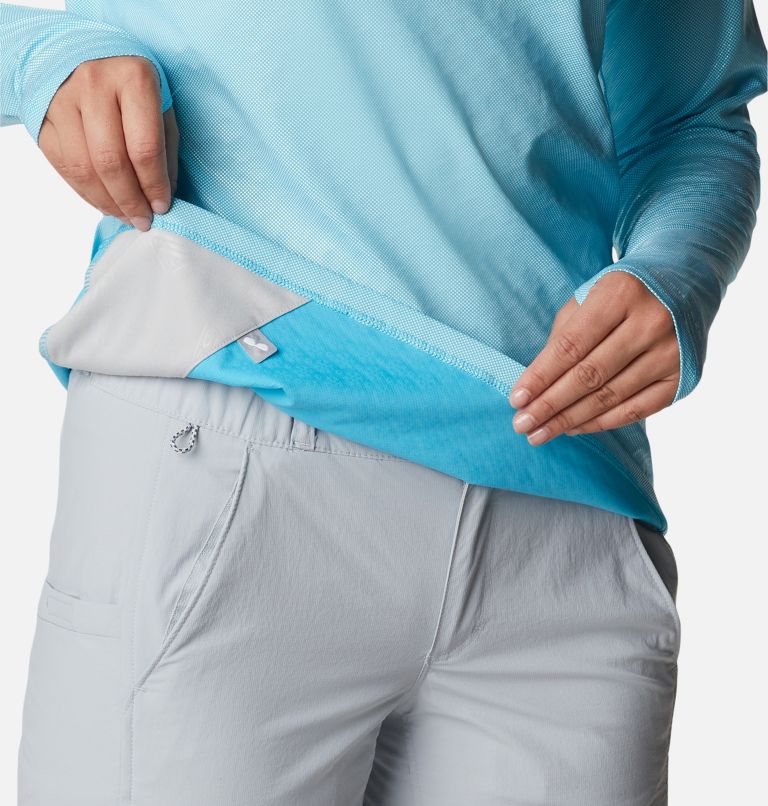 Women's PFG Tidal Deflector Ice Long Sleeve Hoodie, Color: Atoll, image 7