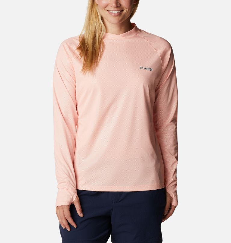 Women's PFG Tidal Deflector Ice Long Sleeve Shirt, Color: Tiki Pink