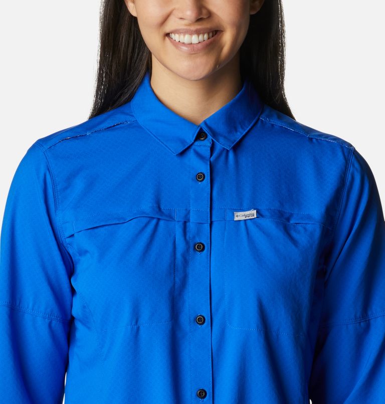 Thumbnail: Women's PFG Cool Release Long Sleeve Woven Shirt, Color: Blue Macaw, image 4