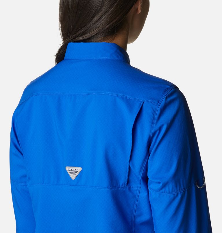 Thumbnail: Women's PFG Cool Release Long Sleeve Woven Shirt, Color: Blue Macaw, image 5