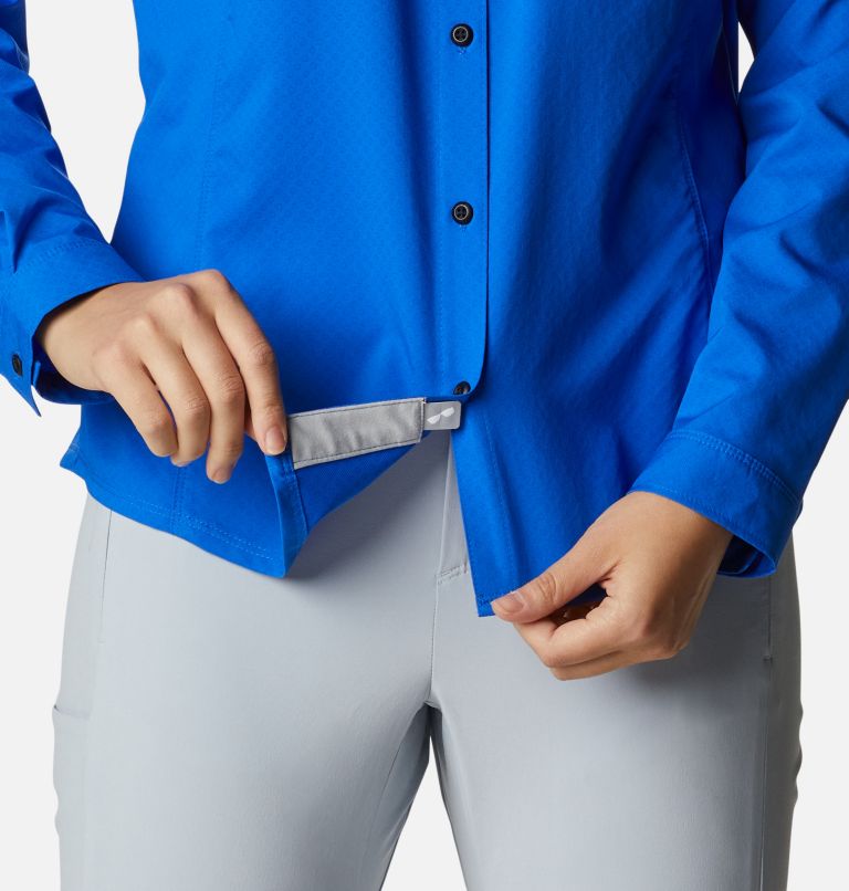 Thumbnail: Women's PFG Cool Release Long Sleeve Woven Shirt, Color: Blue Macaw, image 6