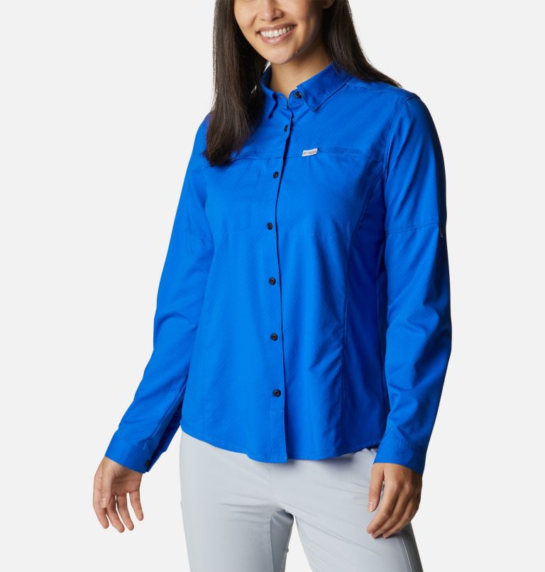 Women's PFG Cool Release Long Sleeve Woven Shirt, Color: Blue Macaw, image 1