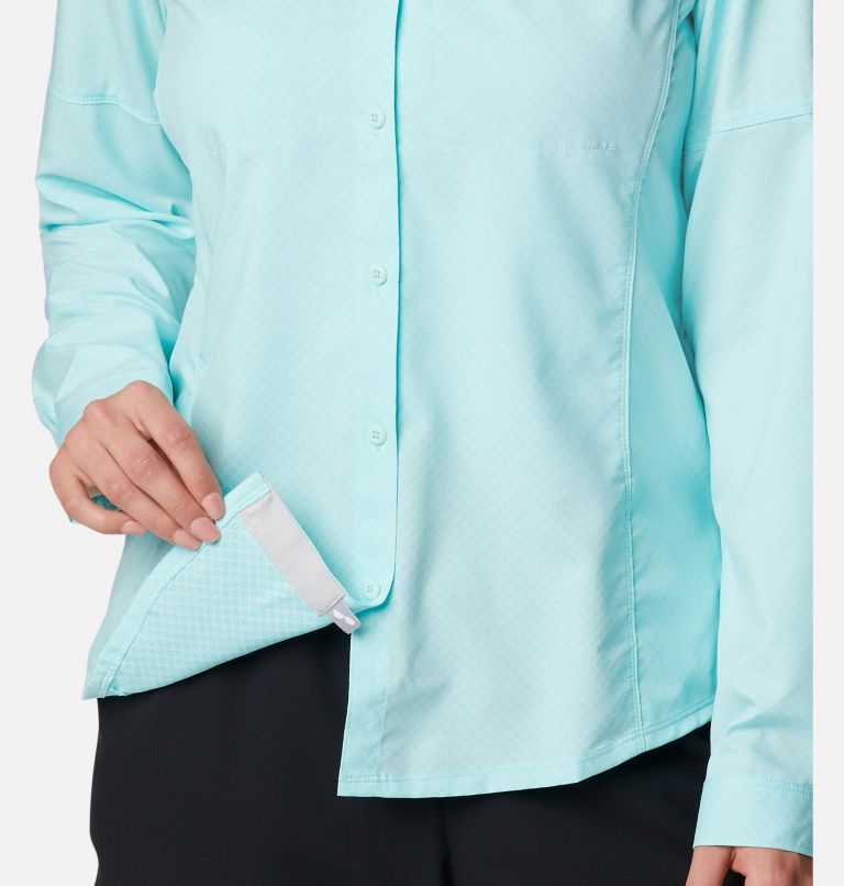 Thumbnail: Women's PFG Cool Release Long Sleeve Woven Shirt, Color: Gulf Stream, image 8