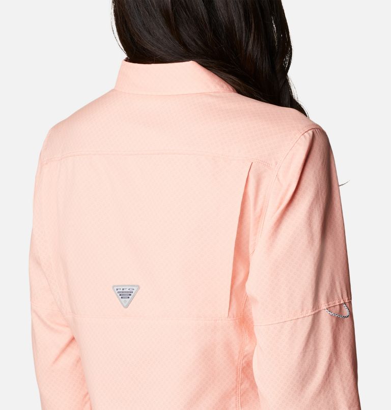 Women's PFG Cool Release Long Sleeve Woven Shirt, Color: Tiki Pink, image 5